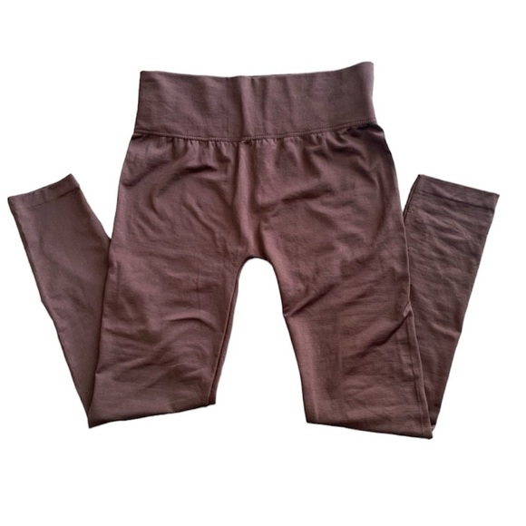 Icon fleece lined plus size cozy warm brown stretchy leggings tights 2X 3X - Picture 1 of 9